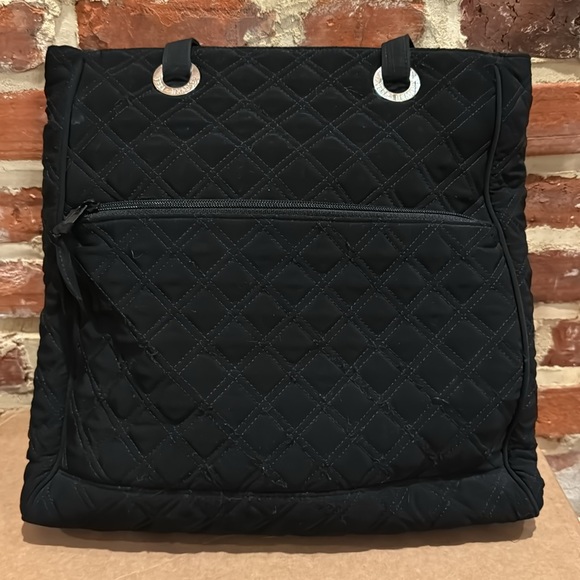 Vera Bradley Black Lightweight Black Quilted Microfiber Tote Bag Purse Zip - Picture 4 of 11